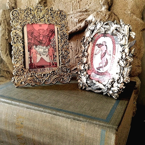 Gold Plated Philip Whitney Frame w Lovers Print from DeLaurence’s Orange Tarot - Picture 2 of 5